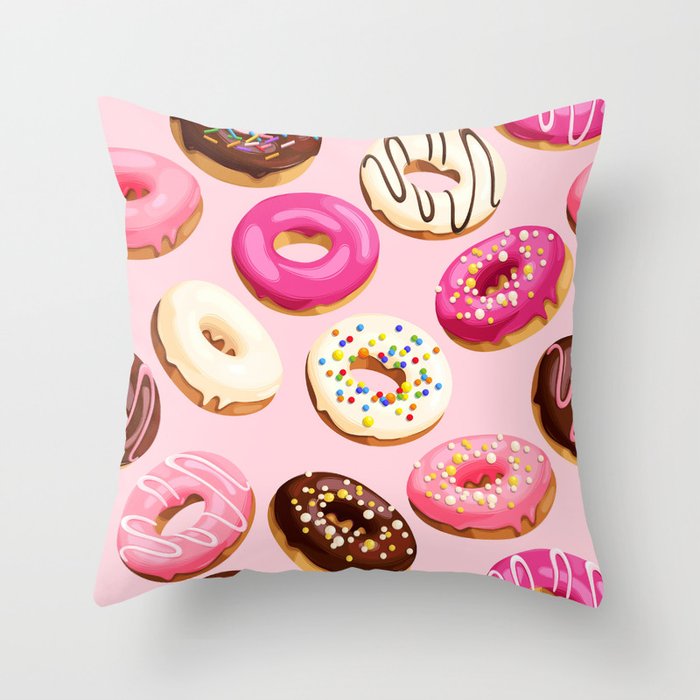 Doughnuts Confectionery Pink Chocolate Throw Pillow