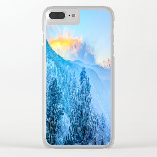 Snow Mountains Sunrise Clear iPhone Case