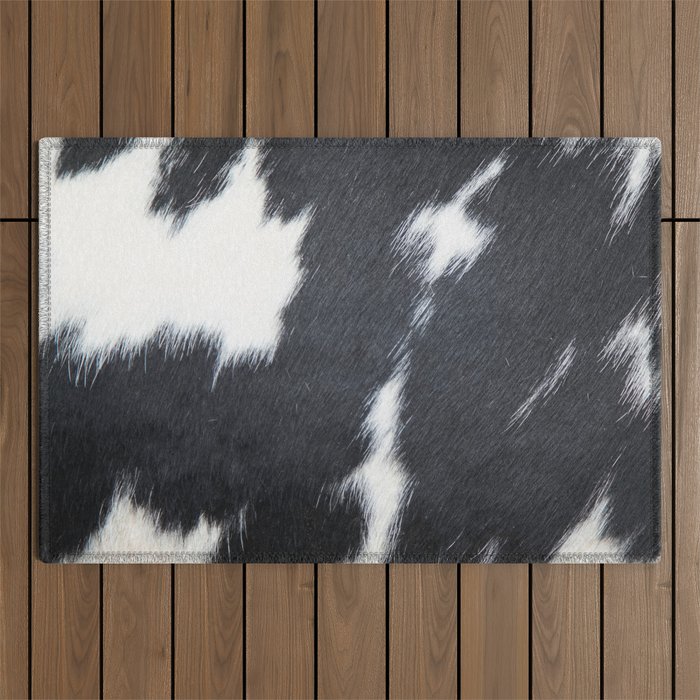 Photography - Cowhide Black And White  Outdoor Rug