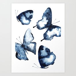 indigo butterflies // for butterflies lovers  // for lovers of watercolor // nature // watercolor Art Print