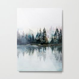 Winter Morning Metal Print | Wonderland, Painting, Sunset, Christmas, Sky, Snowflakes, Lake, Beautiful, Travel, Reflection 