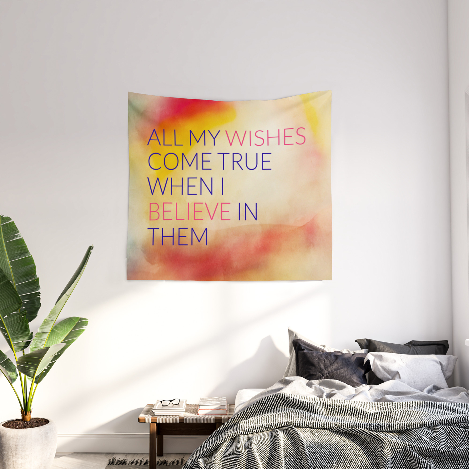 68 x 80 Wall Tapestry Kess InHouse AlyZen Moonshadow Life is Positively Wonderful 1 Multicolor Orange Digital 