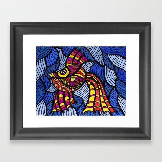Doodle Fish Framed Art Print