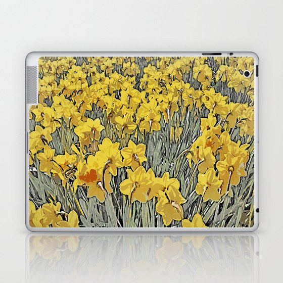 Field of yellow daffodils abstract picture color art Laptop & iPad Skin