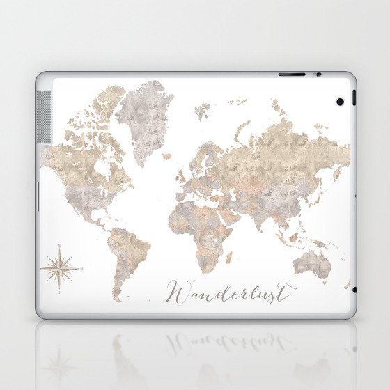 Wanderlust Watercolor World Map With Compass Rose Laptop Ipad Skin By Blursbyaishop Society6 The illustration is available for download in high resolution quality up to 4134x4134 and in eps file. wanderlust watercolor world map with compass rose laptop ipad skin by blursbyaishop