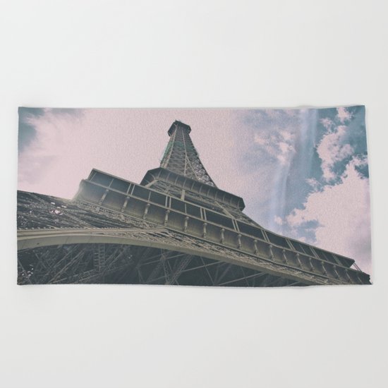 Eiffel Tower in Paris, France. Landmark in France Beach Towel