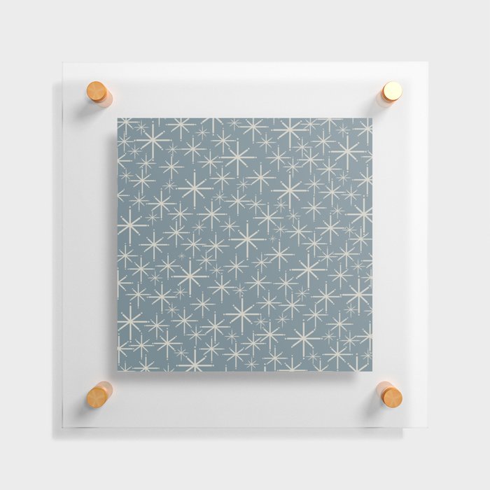 Twinkling Mid Century Modern Starburst Pattern Neutral Blue Gray Floating Acrylic Print