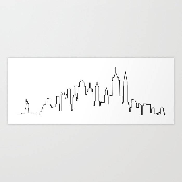 New York City Skyline Silhouette Art Print By Ashleylcoop Society6