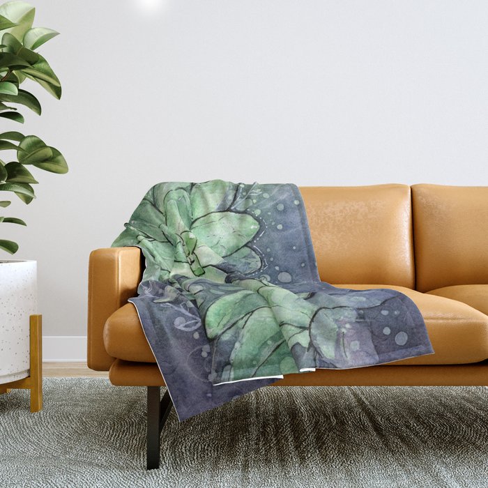 Crystal Succulents in Watercolor Throw Blanket