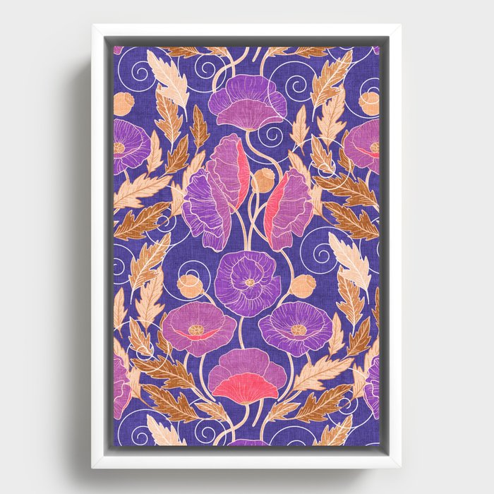 Purple Poppy Art Nouveau Framed Canvas