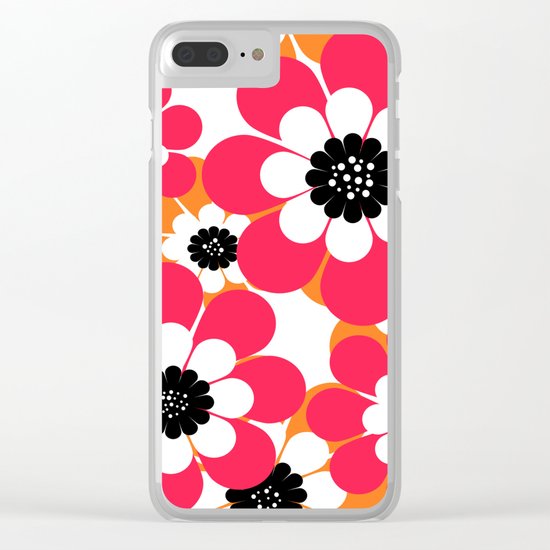 The floral pattern . red and yellow on a white background . Clear iPhone Case