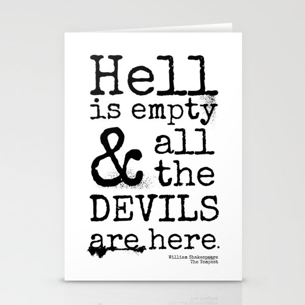 Shakespeare Quote The Tempest Devils Are Here Stationery Cards By Brodyquixote Society6