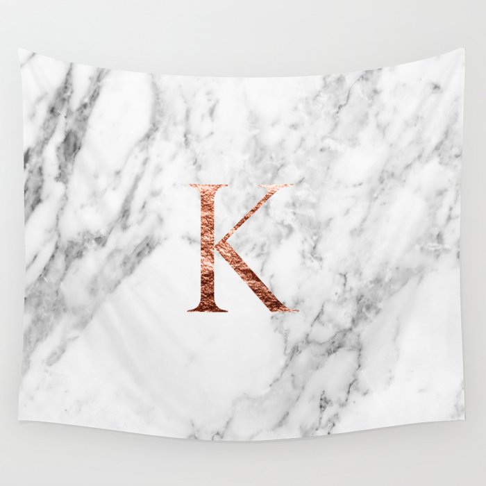 Monogram Rose Gold Marble K Wall Tapestry By Marbleco Society6