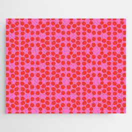 Mid-Century Modern Big Red Dots On Hot Pink Jigsaw Puzzle