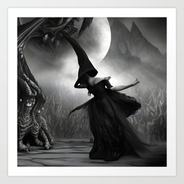 Witches Dancing To The Sabbath Black And White Art Print