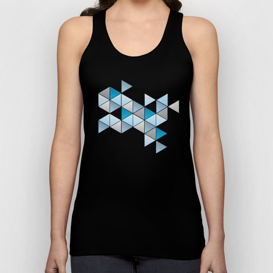 Triangles Blue Gray Geometric Unisex Tank Top