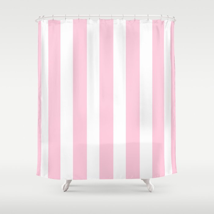 Pink White Vertical Stripes Shower Curtain By Christyne Society6