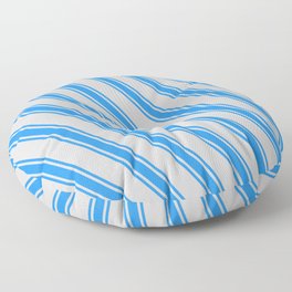 [ Thumbnail: Light Gray and Blue Colored Striped Pattern Floor Pillow ]