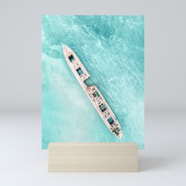 Beach Coast Art Print, Shipwreck Print, Aerial Photography, Printable Wall Art, Ocean Wall Art Mini Art Print