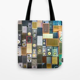 Music sound speakers hanging on the wall in retro vintage style Tote Bag
