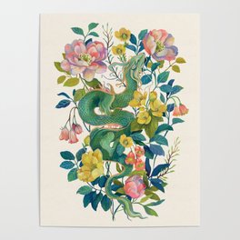 Floral Dragon Poster