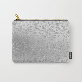 Glamorous chic silver glitter gradient floral foliage Carry-All Pouch