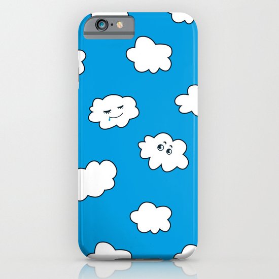 Blue Sky Happy Funny Clouds iPhone & iPod Case