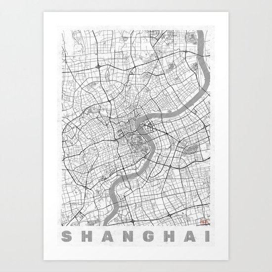 Shanghai Map Line Art Print