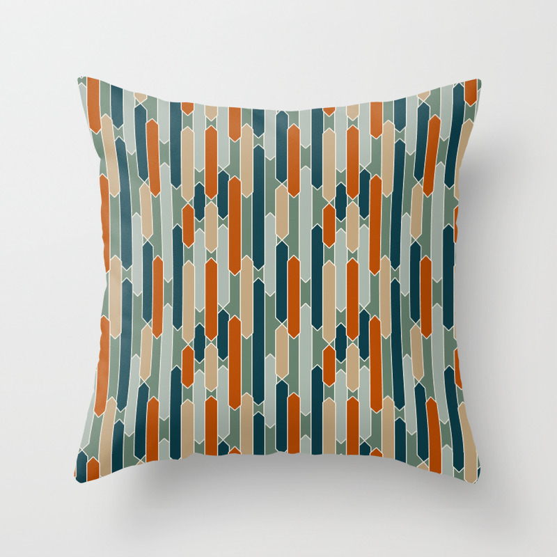 Modern Tabs In Dark Teal Burnt Orange Olive Throw Pillow By Fischerfinearts Society6