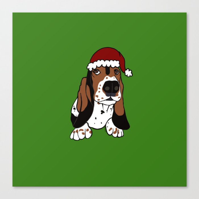 A Basset Full of Christmas Canvas Print | Drawing, Digital, Basset-hound, Bassets, Basset-christmas, Christmas-gifts, Basset-mugs, Basset-gifts, Basset-blanket, Basset-shirts