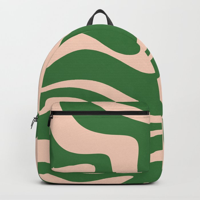 Retro Liquid Candy Swirl Abstract Pattern in Green and Blush Pink  Backpack