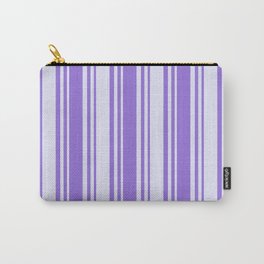 [ Thumbnail: Purple and Lavender Colored Striped Pattern Carry-All Pouch ]