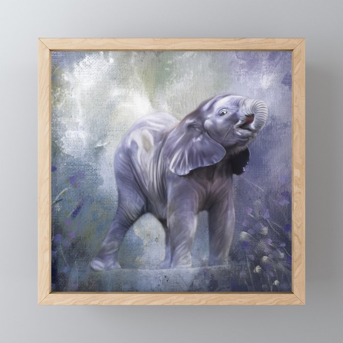 A cute baby elephant Framed Mini Art Print