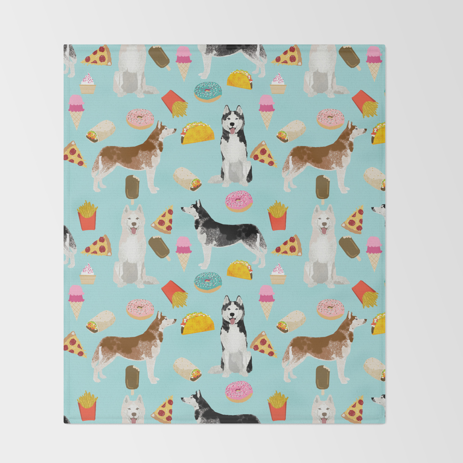 Husky Siberian Huskies Junk Food Cute Dog Art Sweet Treat Dogs Pet Portrait Pattern Throw Blanket By Petfriendly Society6