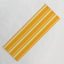 [ Thumbnail: Pale Goldenrod and Orange Colored Lines/Stripes Pattern Yoga Mat ]