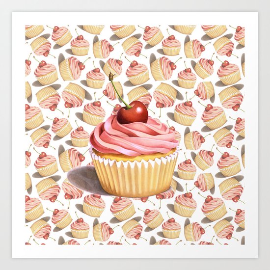 Pink Cupcake II Art Print