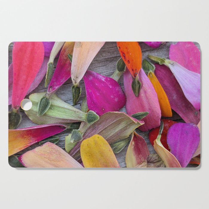 Colorful Zinnia Petals & Seeds Cutting Board