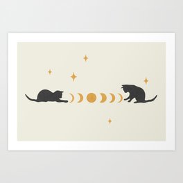 Cat and Moon 3 Art Print