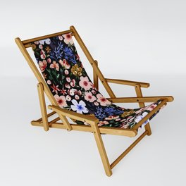 Simple colorful flowery meadow dark Sling Chair