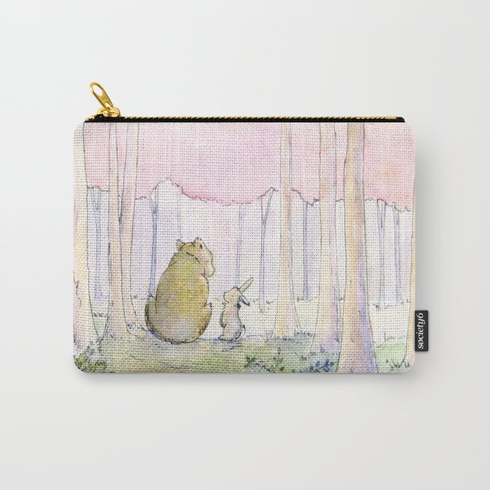 Unlikely Friendship Large Print (Bunny and Bear in the Woods) Carry-All Pouch