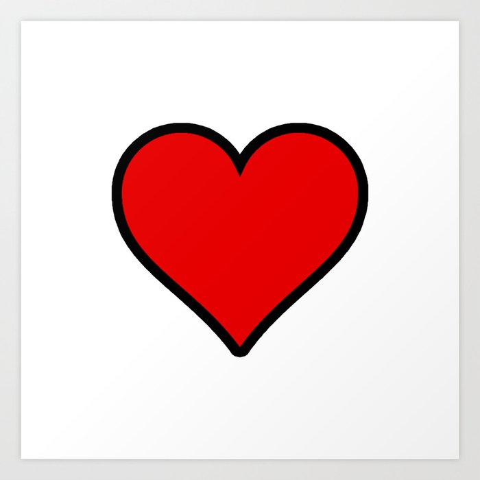 Bold Red Heart Shape Valentine Digital Illustration, Minimal Art