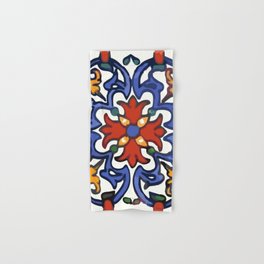 Talavera Mexican tile inspired bold design in blue, green, red, orange Hand & Bath Towel