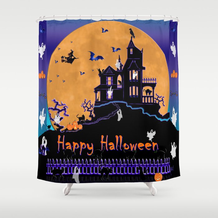 Halloween Haunted House Shower Curtain By Micheleavanti Society6