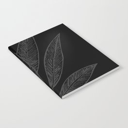 Elegant Leaves Nature Black Gray Grey Notebook