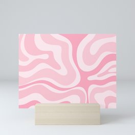 Modern Retro Liquid Swirl Abstract in Pretty Pastel Pink Mini Art Print