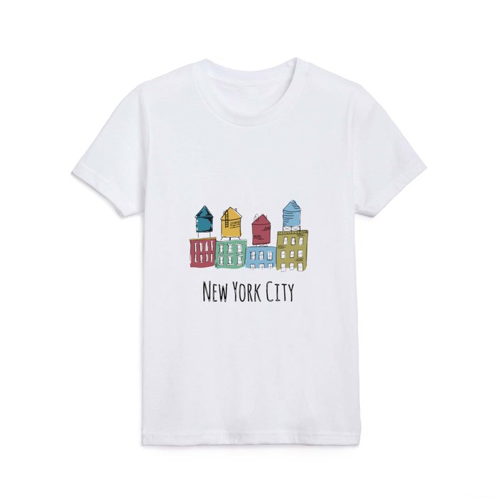 Water Tower Skyline Muted Colors Kids T Shirt