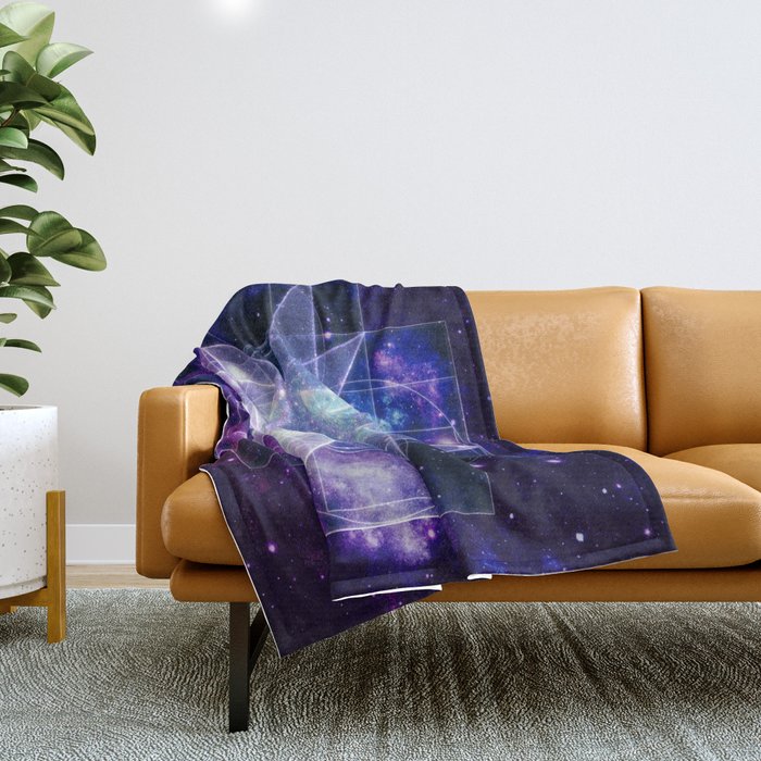 Purple Galaxy Sacred Geometry : Stellated Icoshadron Throw Blanket