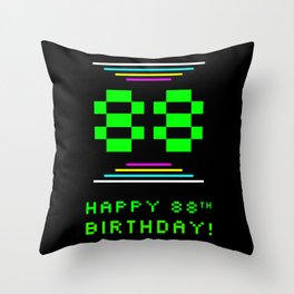 [ Thumbnail: 88th Birthday - Nerdy Geeky Pixelated 8-Bit Computing Graphics Inspired Look Throw Pillow ]