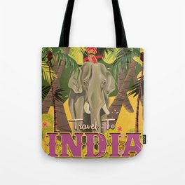 india elephant vintage travel poster Tote Bag