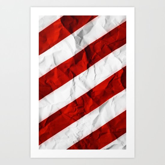 Crumbled Red Stripes Art Print
